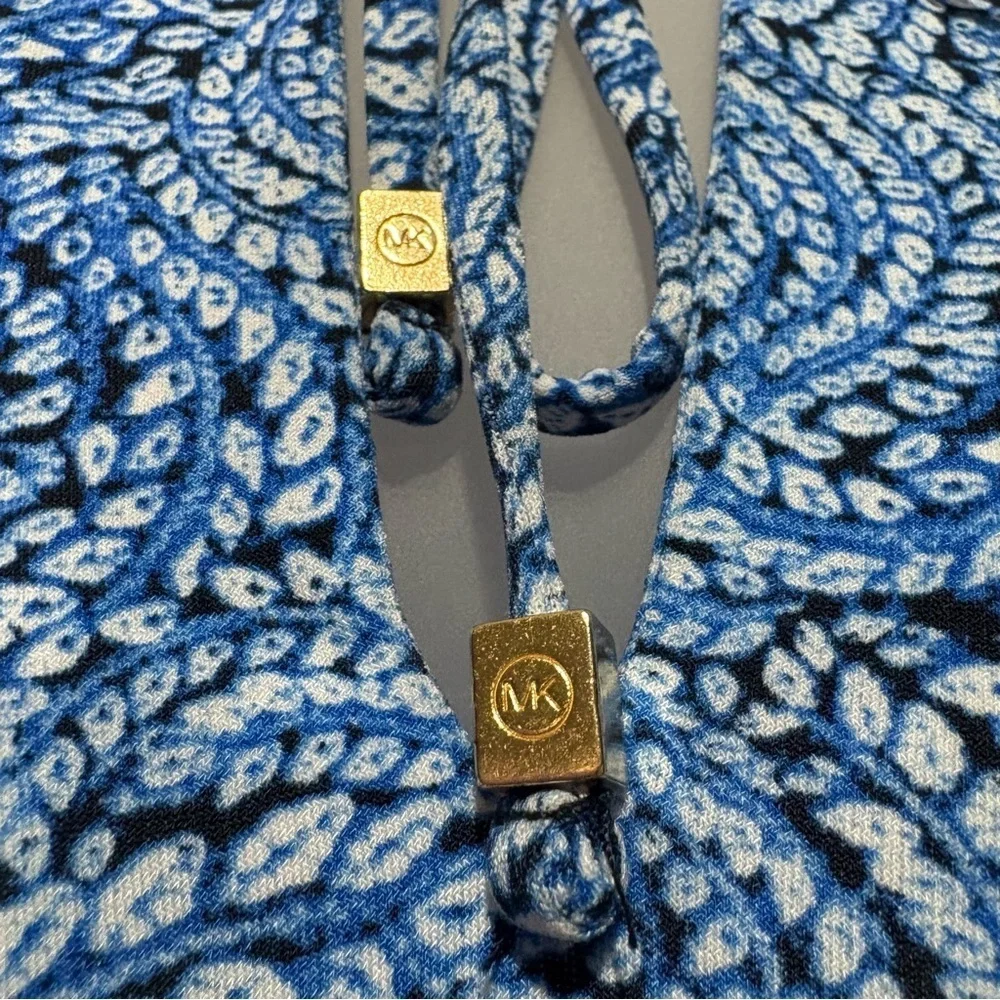 Michael Kors Blue Paisley Print Sleeveless Patterned Dress M